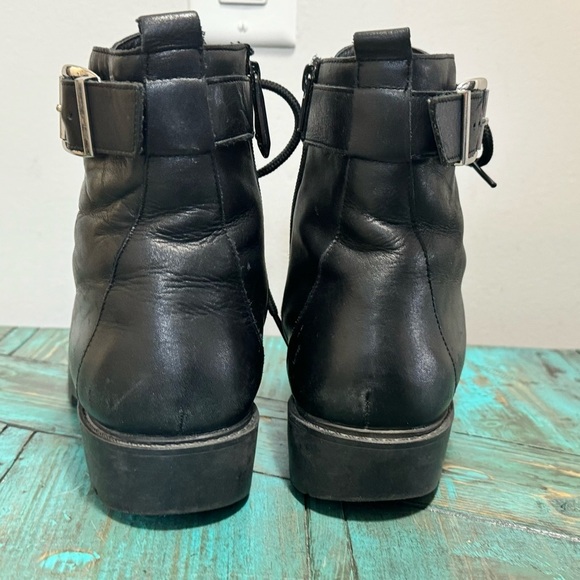 Charles David l Lace Up Zip Biker Boots Leather Size 9.5 - Picture 6 of 11